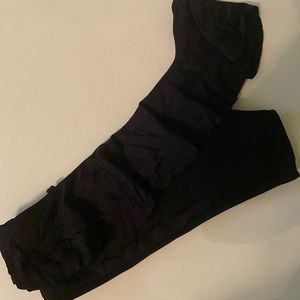 Black one shoulder ruffle bikini top